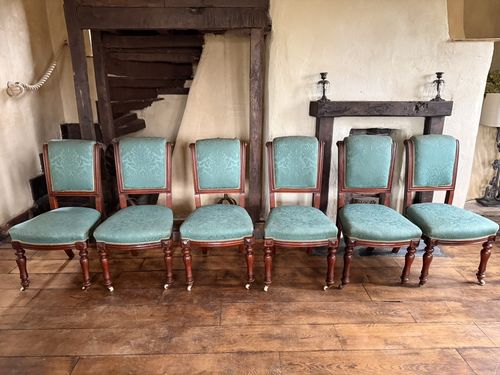 Set Of 6 Rare Original English Antique Mahogany Diner Dining Chairs Circa 1870