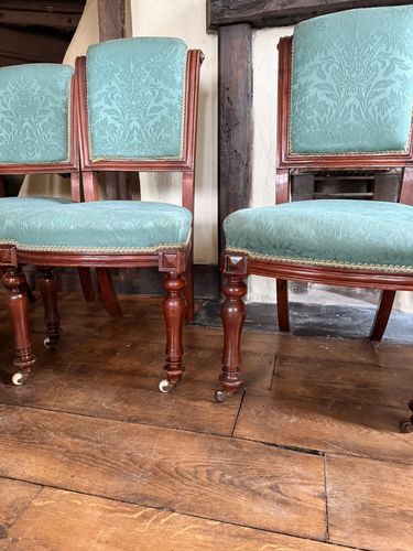 Set Of 6 Rare Original English Antique Mahogany Diner Dining Chairs Circa 1870 photo vinterior