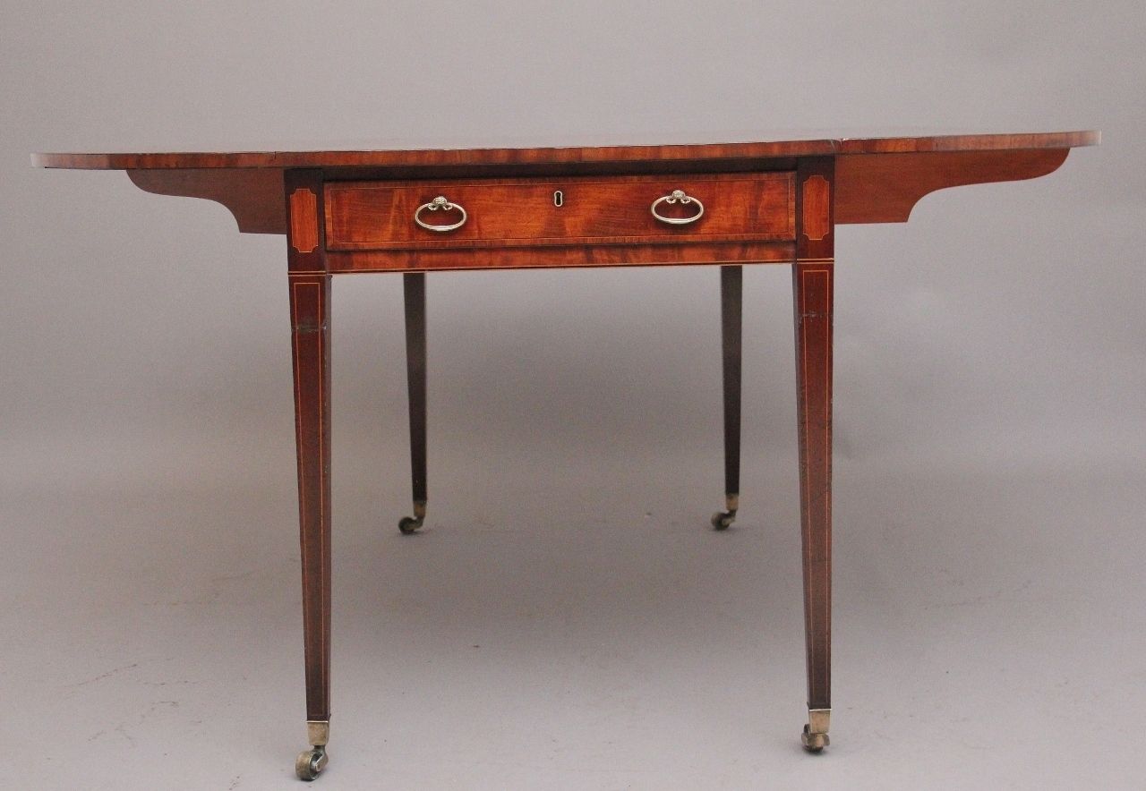Large Early 19th Century Inlaid Mahogany Pembroke Table photo vintage