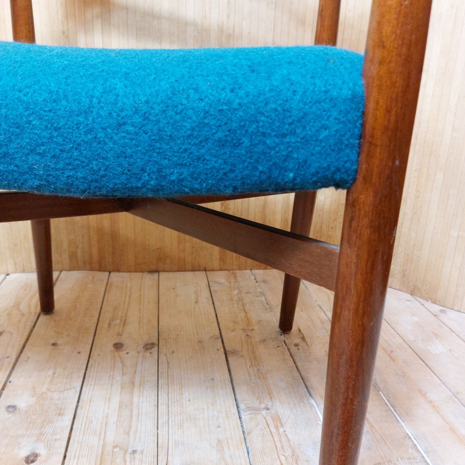 Fab Vintage Mid Century Danish Teak Rosewood Desk Office Armchair Teal Blue Wool photo Furniture