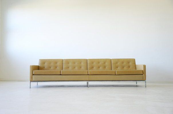 4 Seater Sofa Leather By Florence Knoll Bassett For Knoll Inc. / Knoll International, 1920s photo furniture