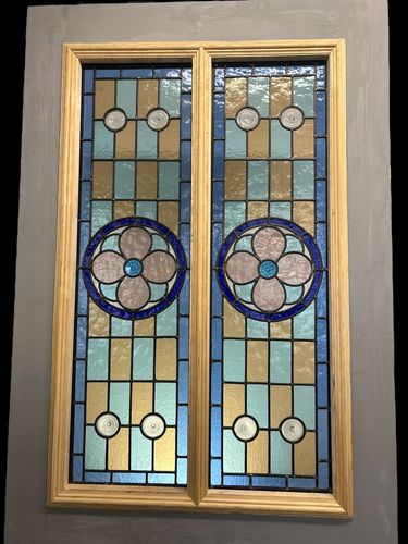 photo for sale Victorian Stained Glass Front Door Old Antique Period Reclaimed Leaded Wood