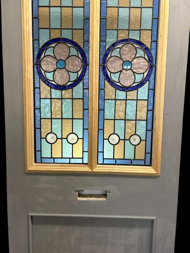 Home Fixtures Victorian Stained Glass Front Door Old Antique Period Reclaimed Leaded Wood photo