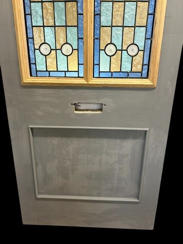 3363.0 Victorian Stained Glass Front Door Old Antique Period Reclaimed Leaded Wood photo