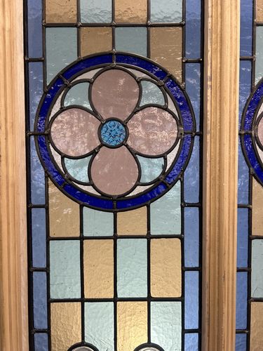 photo vintage Victorian Stained Glass Front Door Old Antique Period Reclaimed Leaded Wood