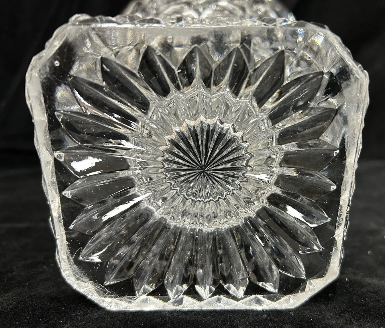 Vintage Heavy Cut Crystal Ice Bucket / Vase Trumpet Shaped photo vintage