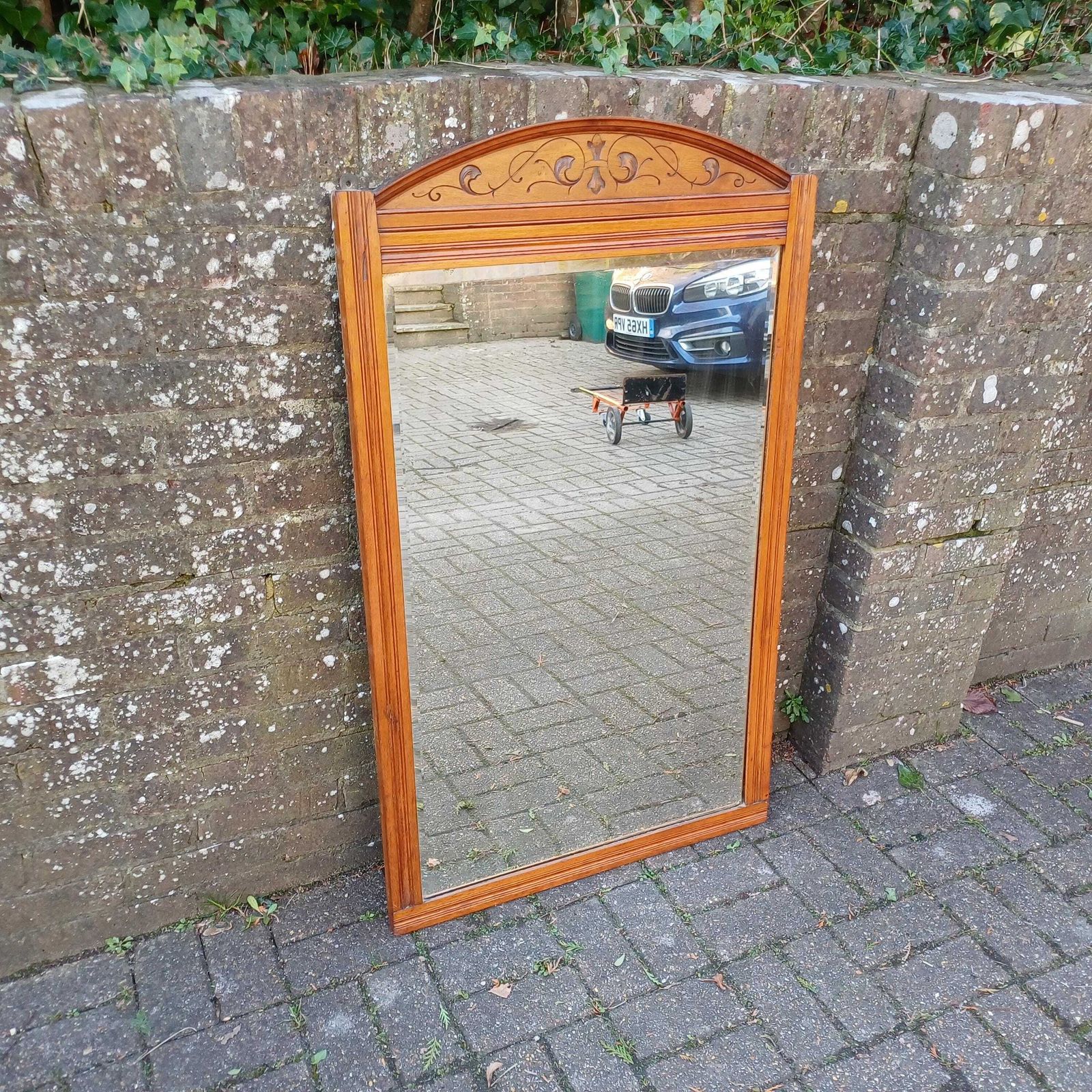 Huge Early 20th Century Large Over Mantel Or Wall Mirror – Exceptional Craftsmanship, Elegant Design 118 X 69 Cm photo furniture