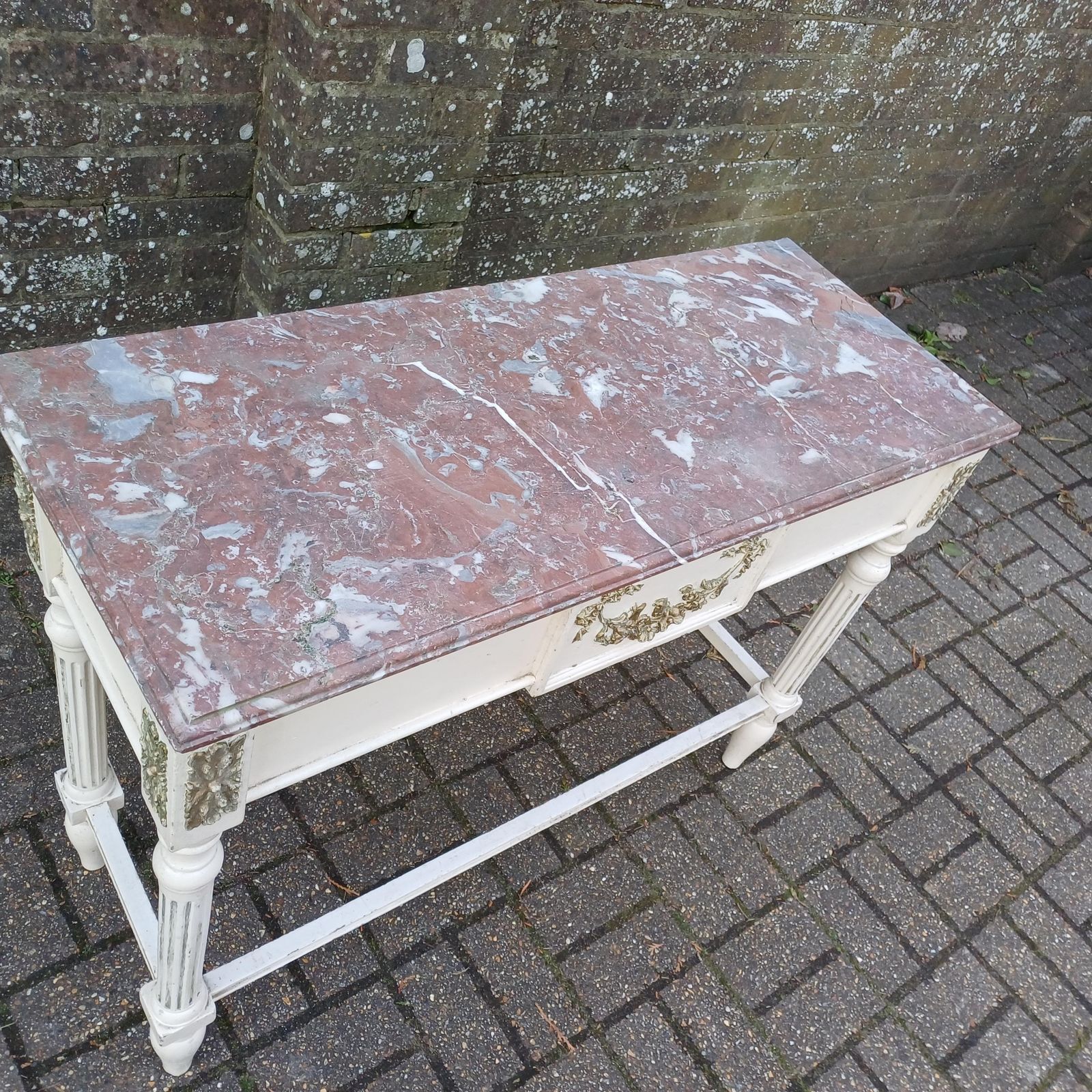 Striking Late Victorian Painted Shabby Chic Marble Topped Side Table Washstand Dressing Table photo Furniture