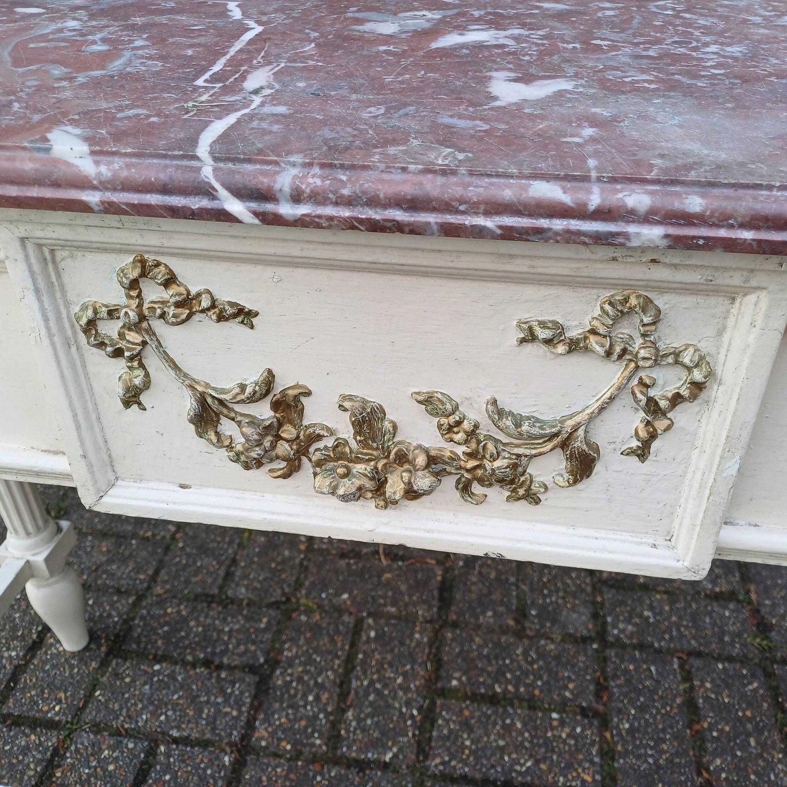 Striking Late Victorian Painted Shabby Chic Marble Topped Side Table Washstand Dressing Table photo buy