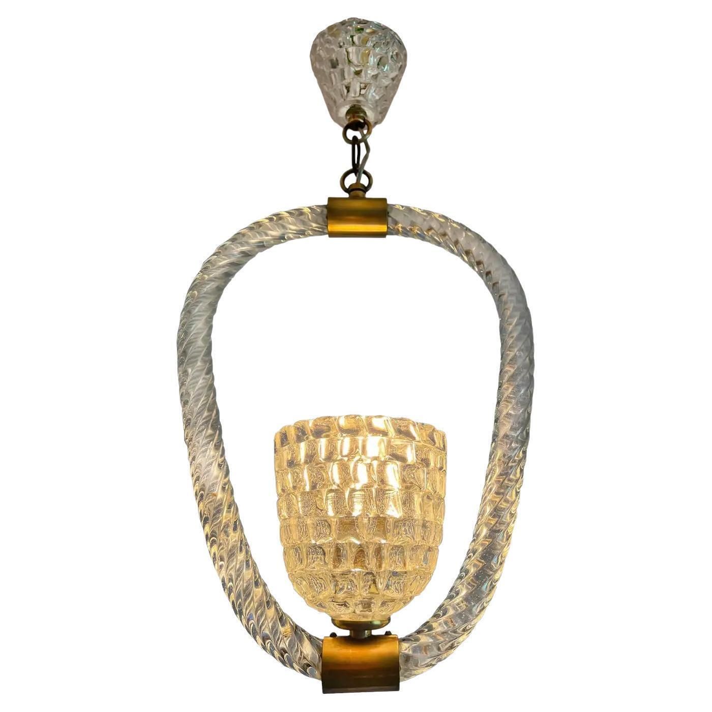 Art Deco Chandelier By Ercole Barovier, Murano, 1940s
