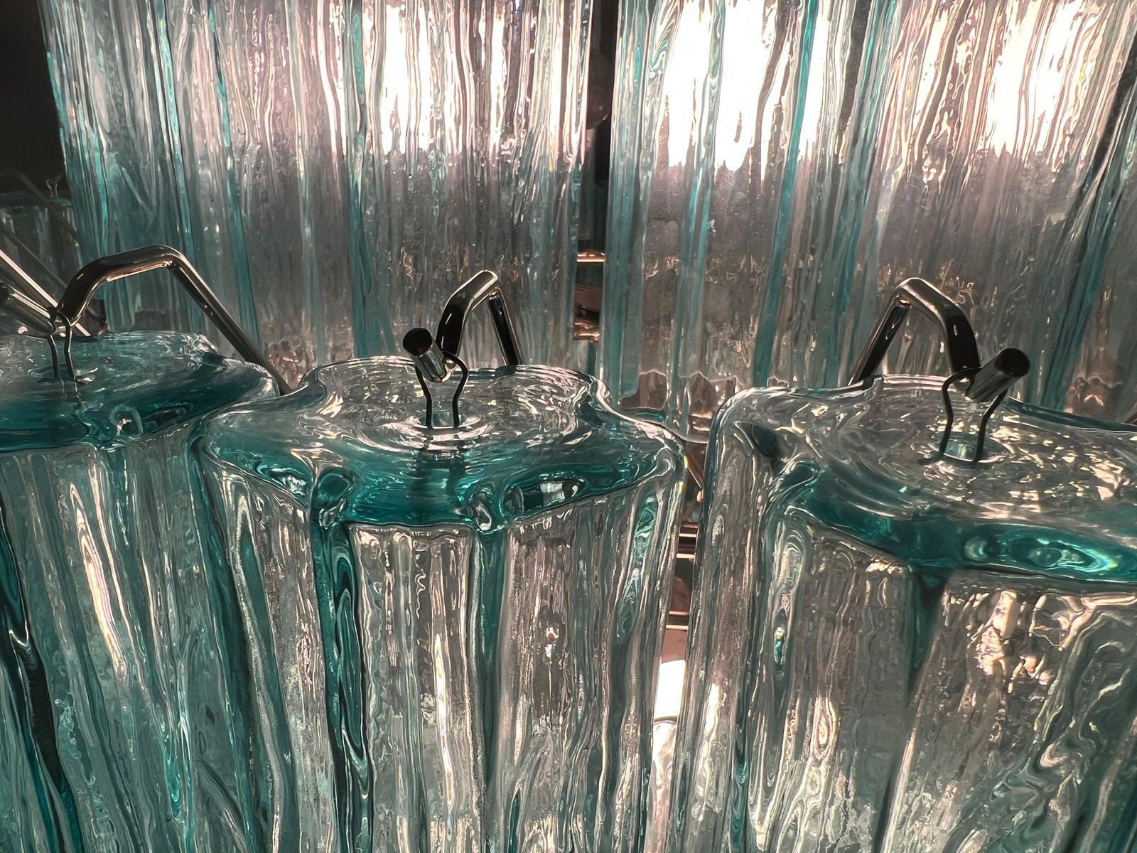 photo furniture Pair Majestic Aquamarine  Murano Chandeliers By Valentina Planta