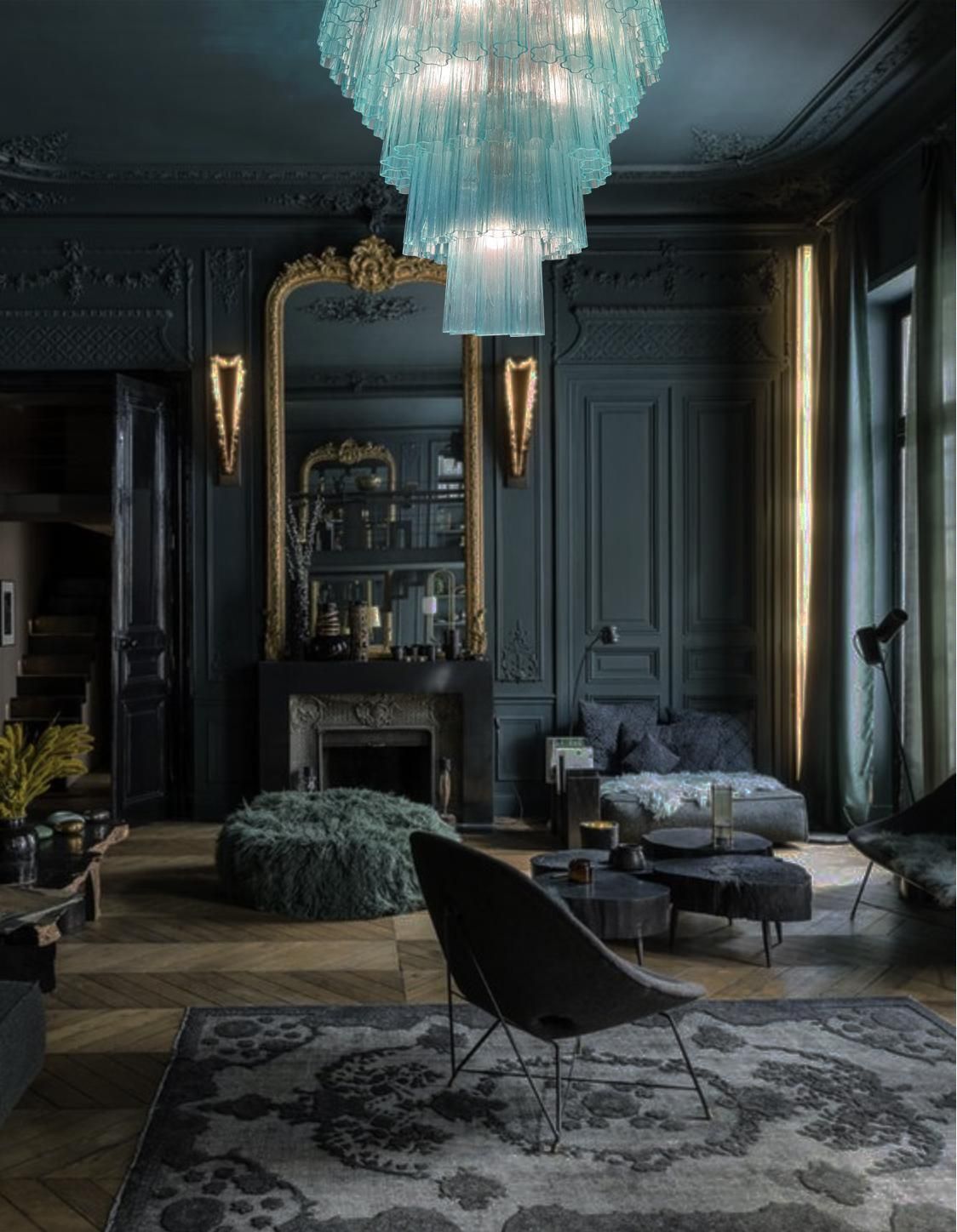 Majestic Aquamarine  Murano Chandelier By Valentina Planta photo for sale
