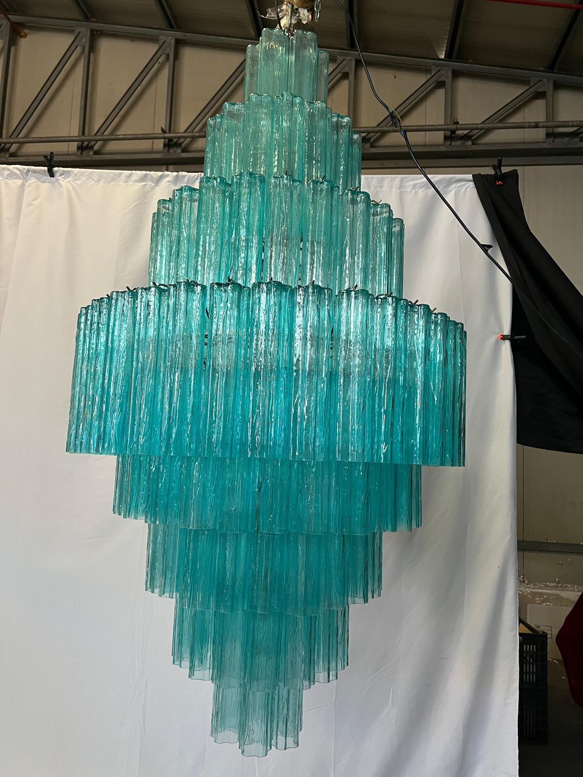 photo buy Pair Majestic Aquamarine  Murano Chandeliers By Valentina Planta