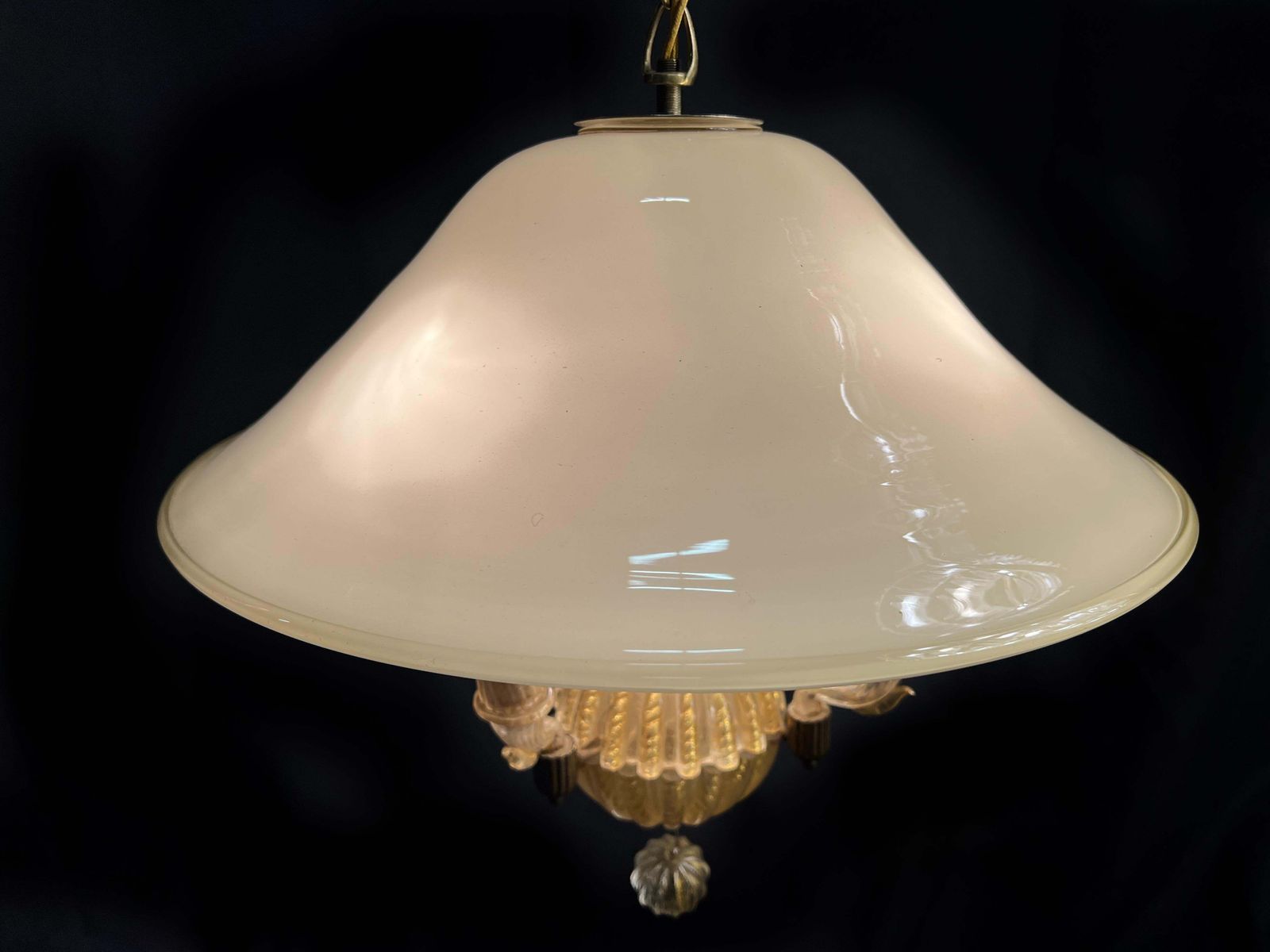 2922.0 Italian Chandelier Gold Inclusion By Barovier & Toso, Murano, 1940s photo