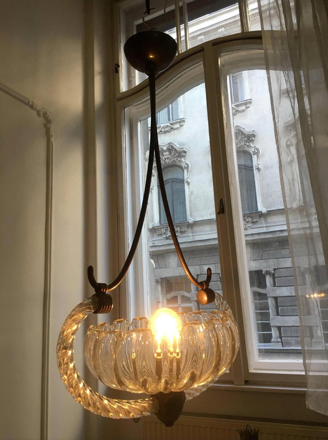 Art Deco Italian Chandelier By Ercole Barovier, Murano, 1940 photo vinterior