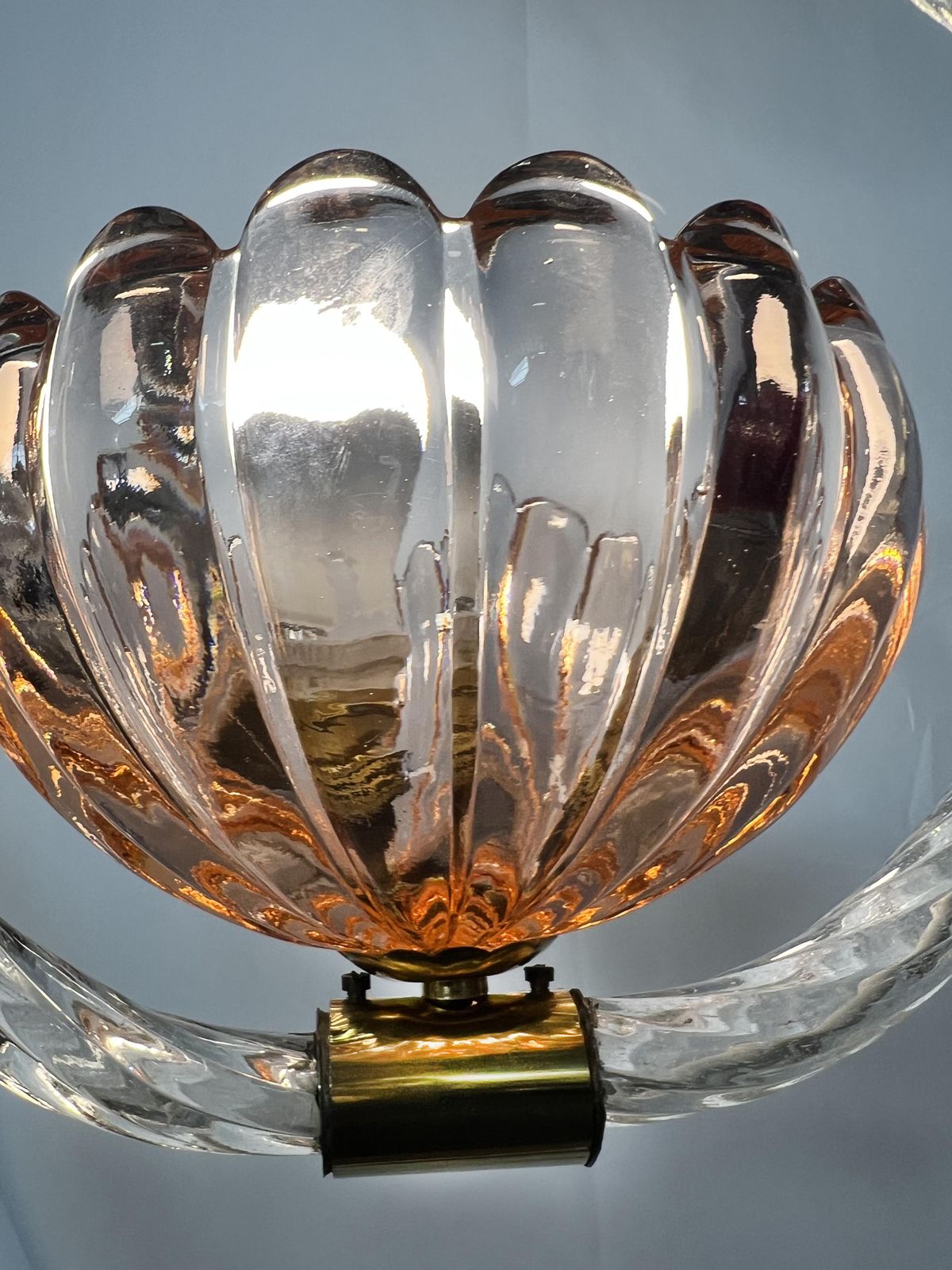 Charming Pink Pendant Chandelier By Barovier & Toso, Murano, 1940s photo for sale