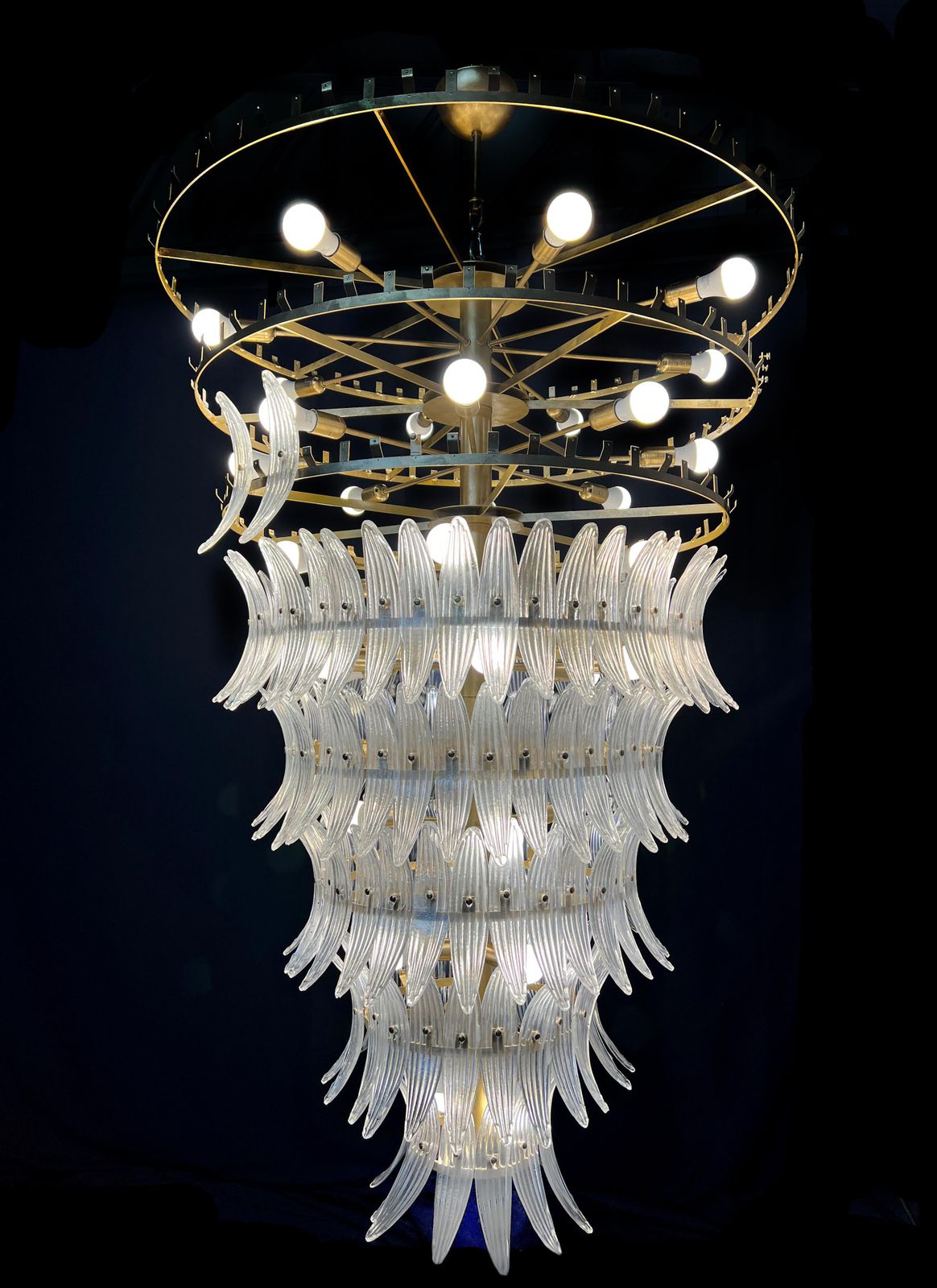 Lighting Giant Royal Pearl Palmette Chandelier, Murano photo