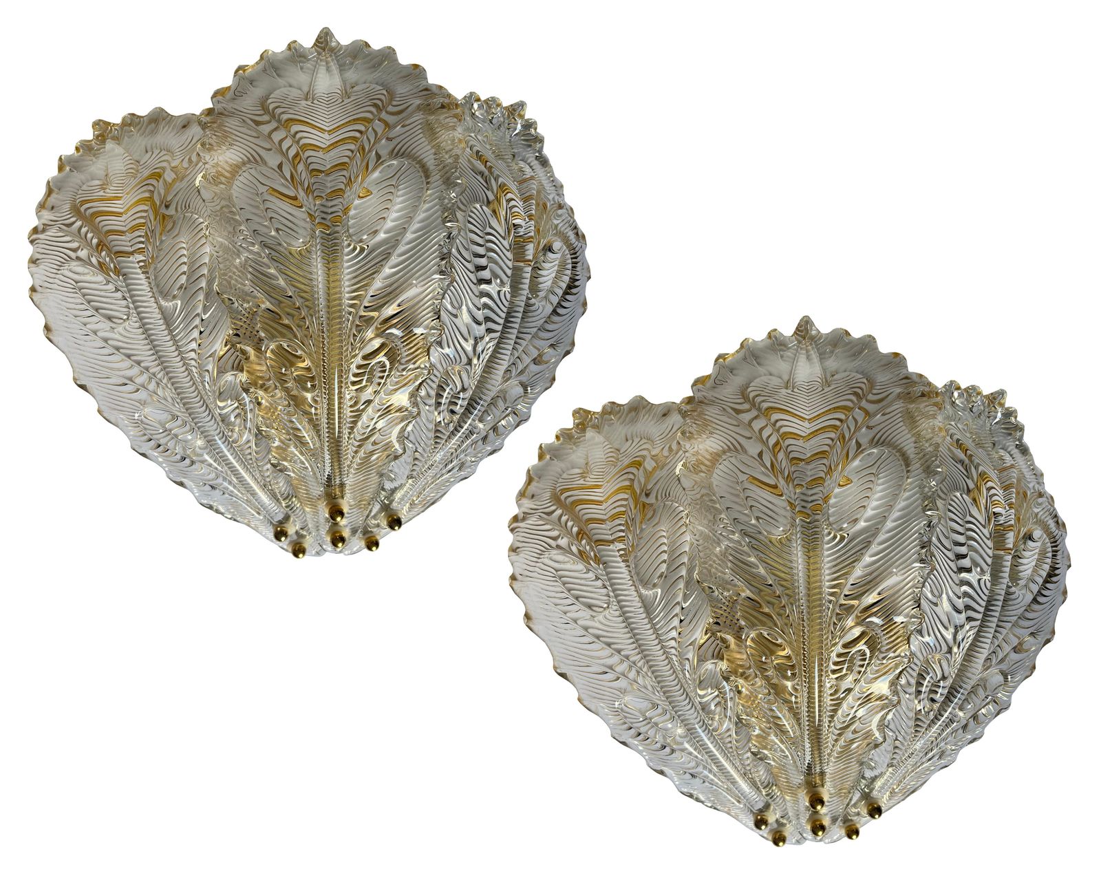 photo vintage Luxurious Pair Of Wall Lamps Style Barovier & Toso, Murano, 1980s