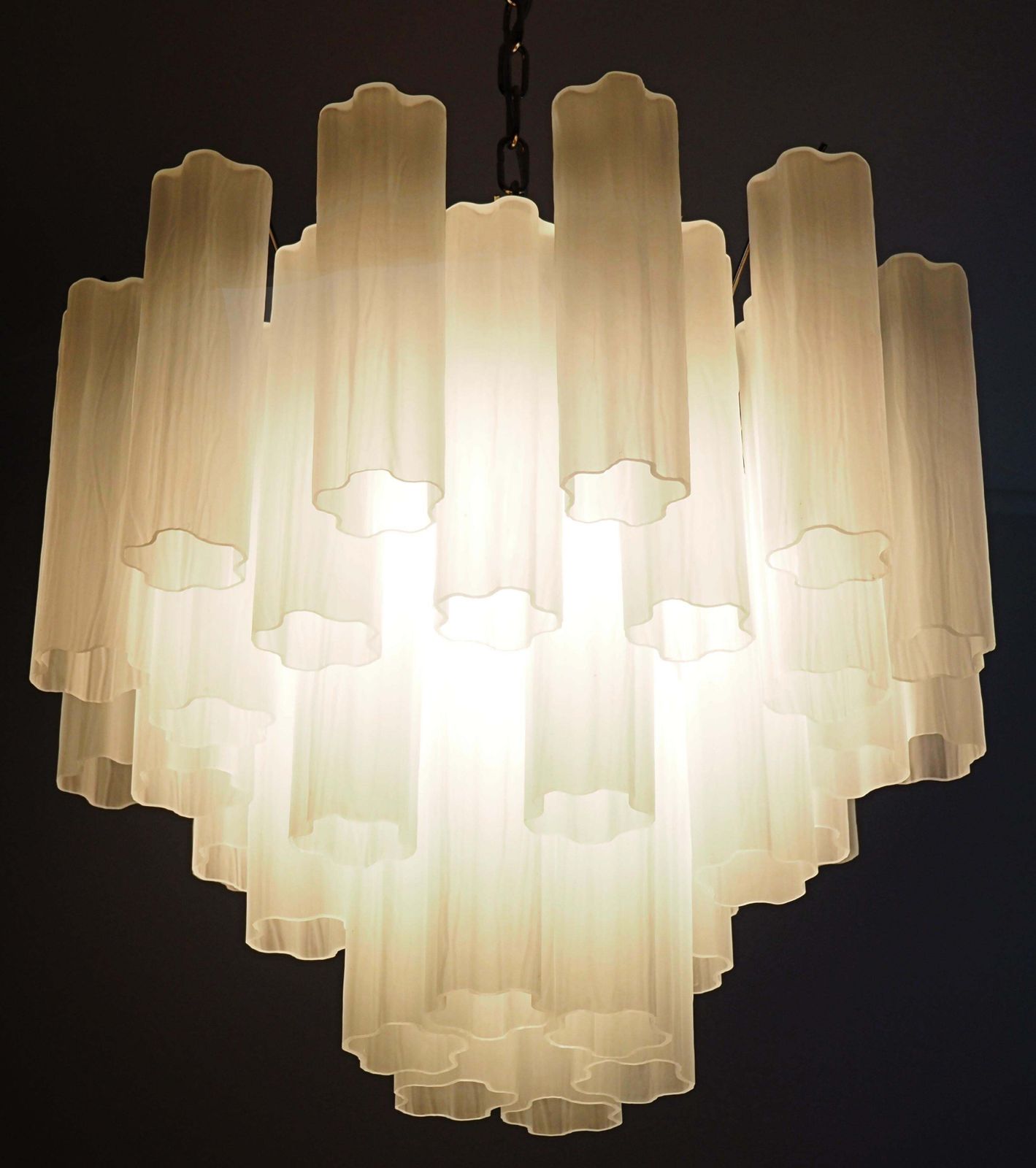 Gorgeous Murano Glass Tube Chandeliers   36 Etched Glass Tube photo buy
