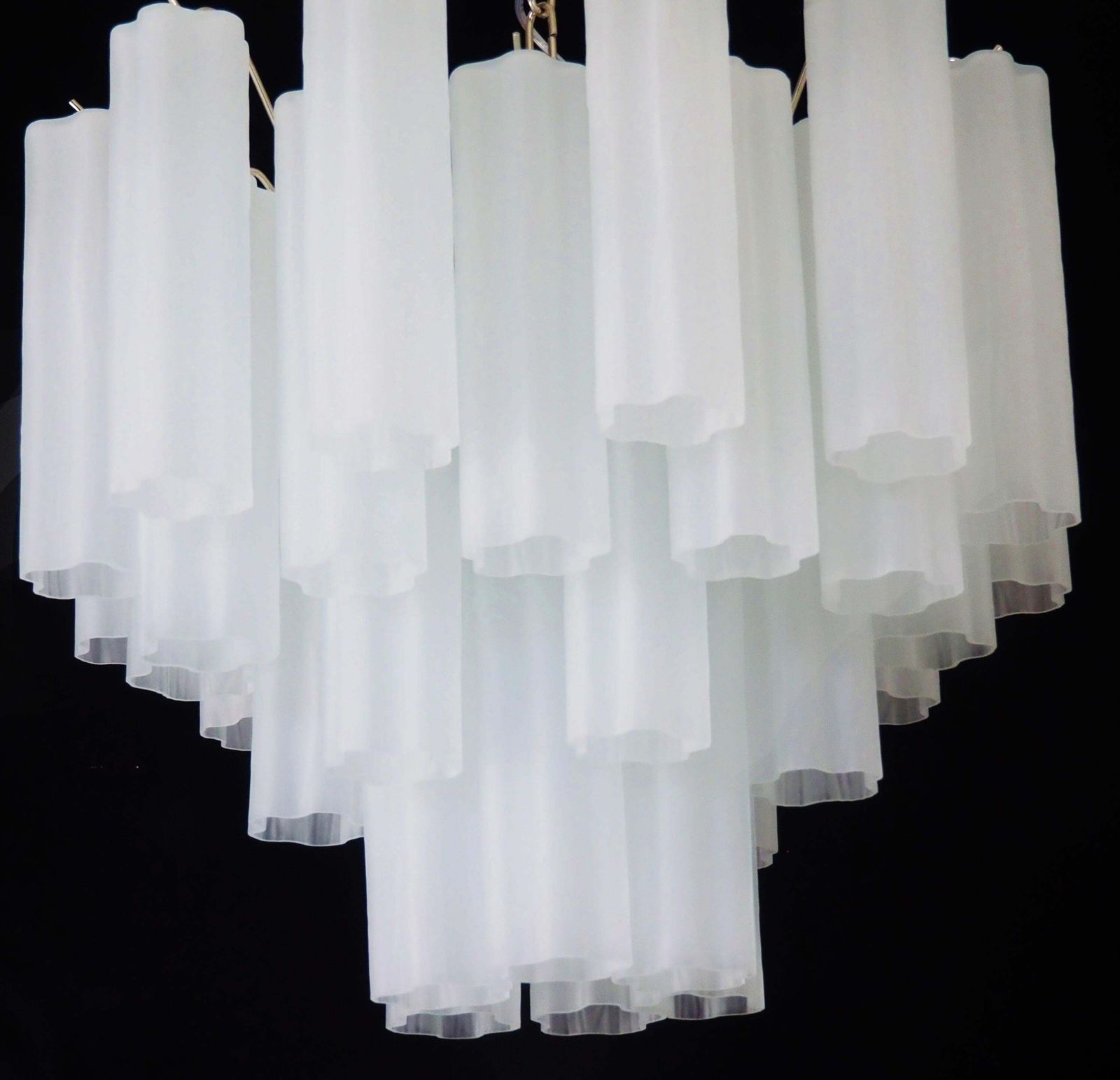 photo for sale Gorgeous Murano Glass Tube Chandeliers   36 Etched Glass Tube