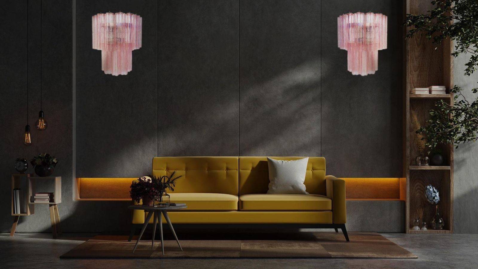 Fantastic Pair Of Murano Glass Tube Wall Sconces   13 Pink Glass Tube photo furniture