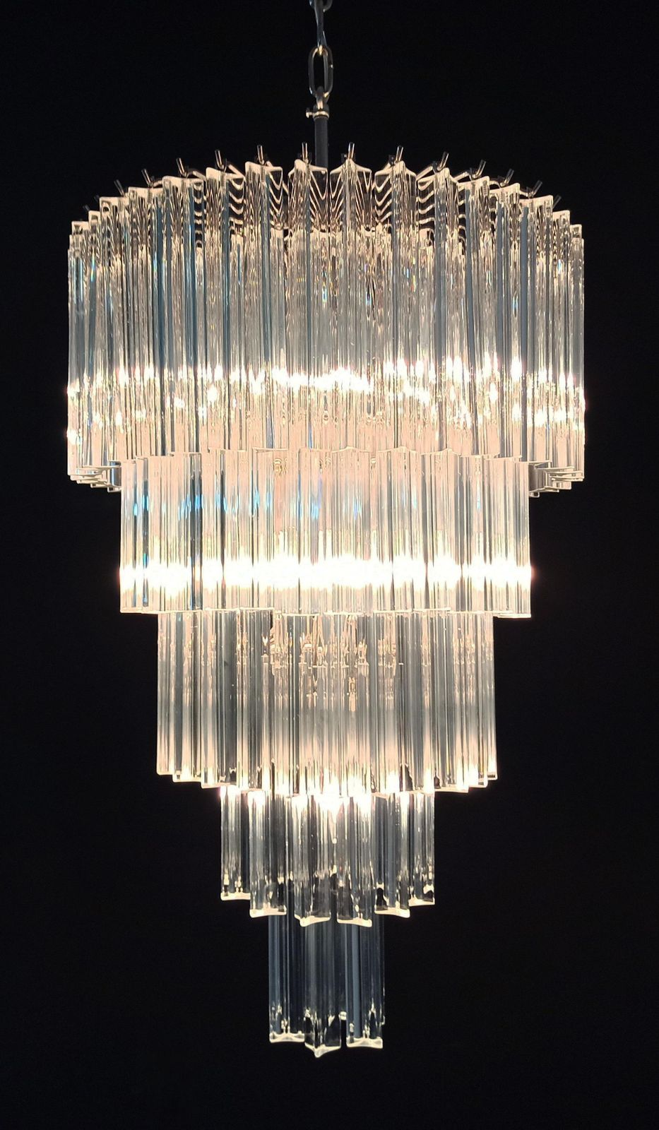 Beautiful Murano Glass Chandeliers   111 Transparent Triedri photo vintage