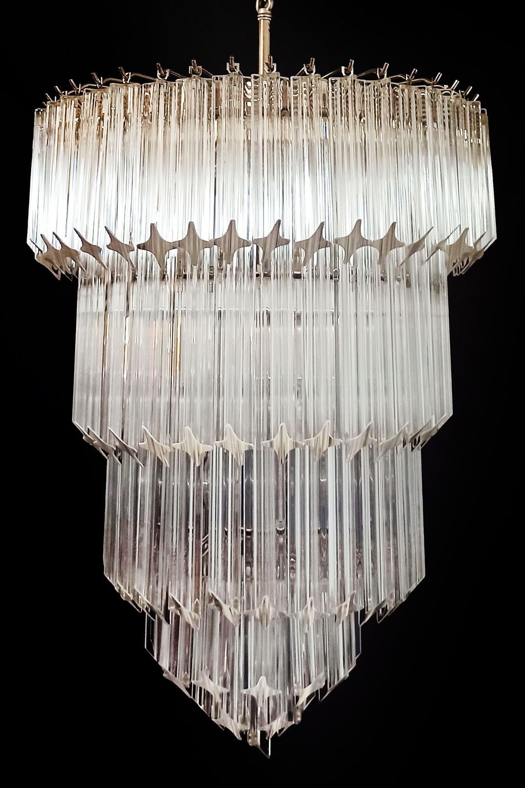 Elegant Stylish Murano Glass Chandeliers   112 Transparent Quadriedri photo Lighting