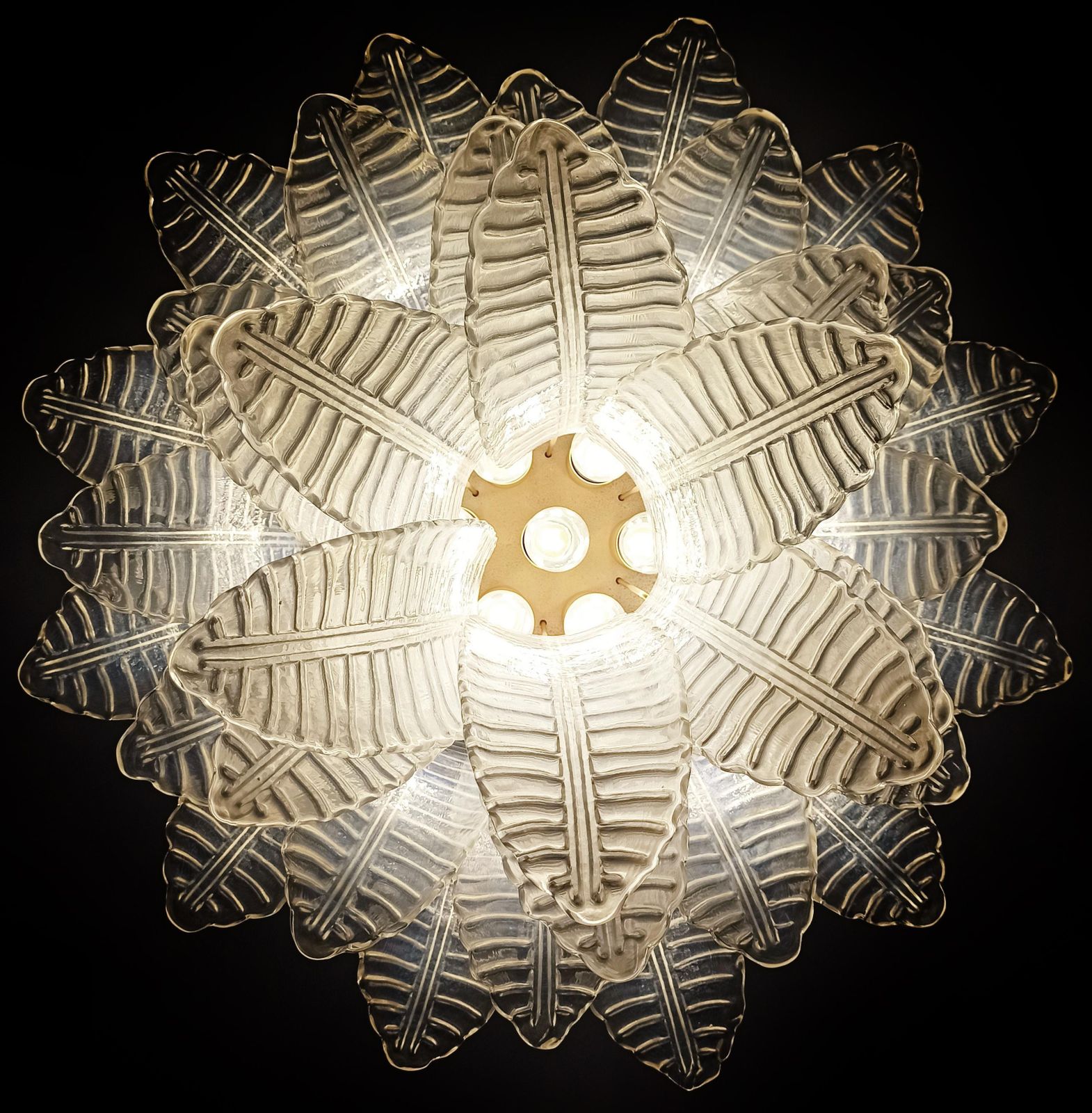 Precious Italian Murano Six Tier Opaline Ferns Glass Chandelier, 36 Opal Glasses photo buy
