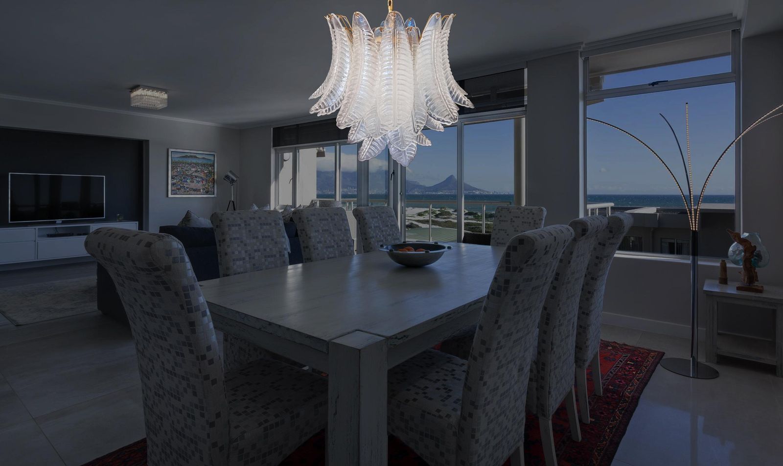 Lighting Precious Italian Murano Six Tier Opaline Ferns Glass Chandelier, 36 Opal Glasses photo