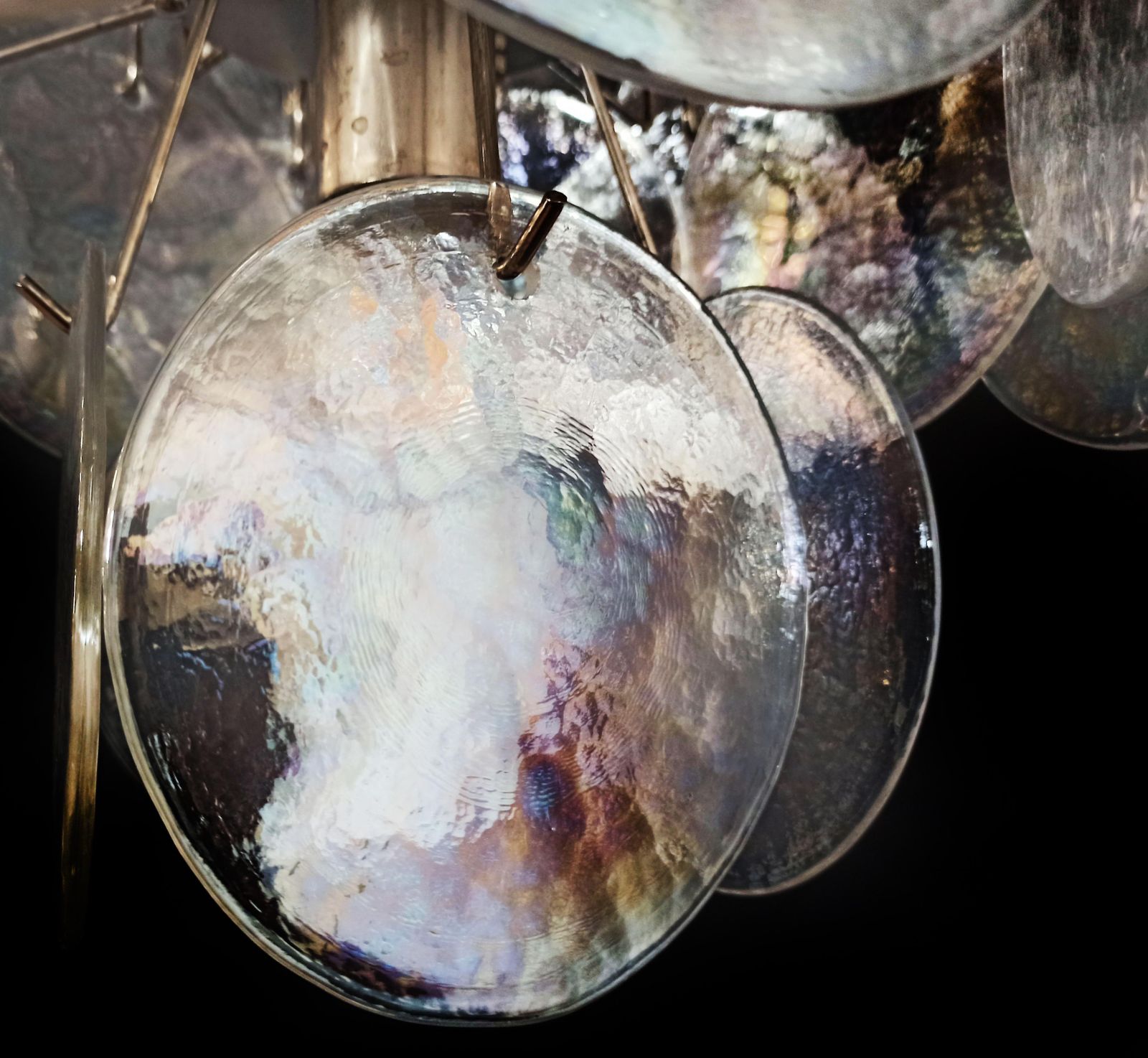 Beautiful High Quality Murano Chandeliers Space Age   57 Iridescent Glassess photo vinterior