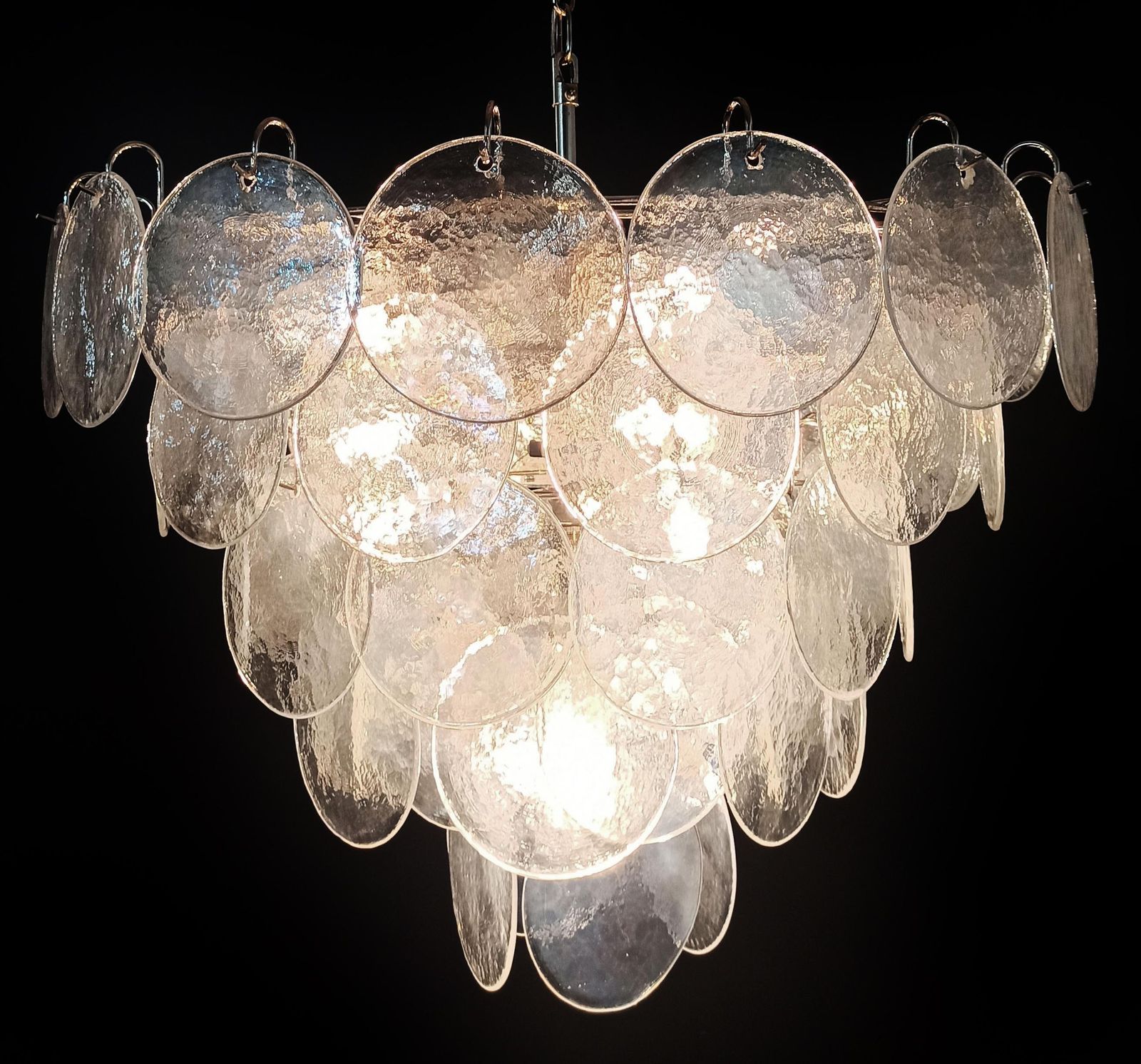 Beautiful High Quality Murano Chandeliers Space Age   57 Iridescent Glassess photo vintage