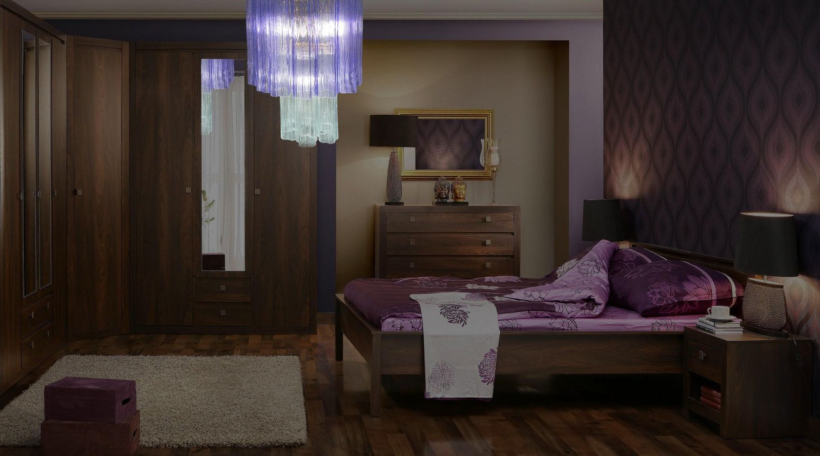 Charming Pair Italian Amethyst & Clear Chandeliers By Valentina Planta, Murano photo furniture
