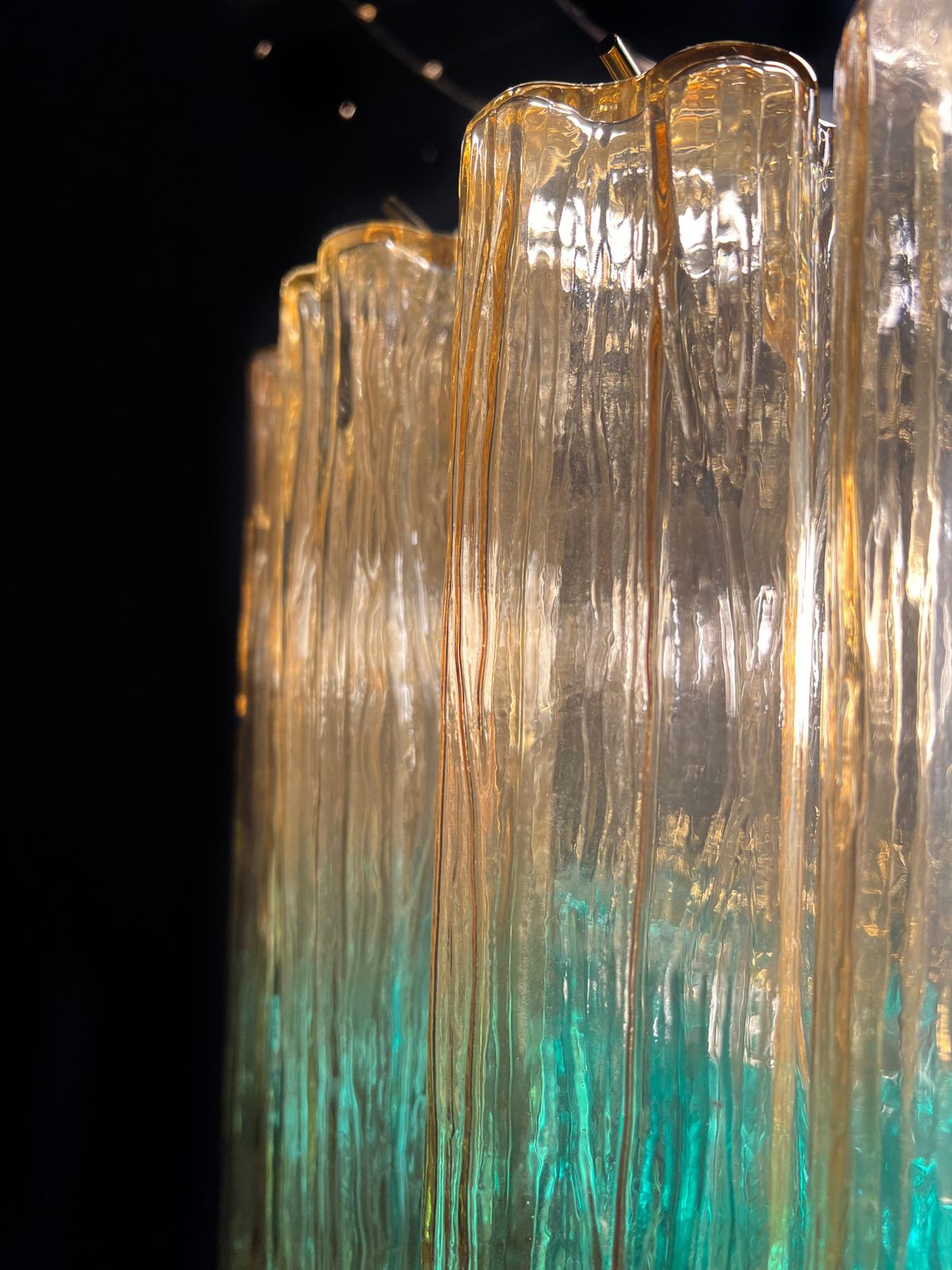 Charming Emerald And Gold Italian Chandelier By Valentina Planta. Murano photo for sale
