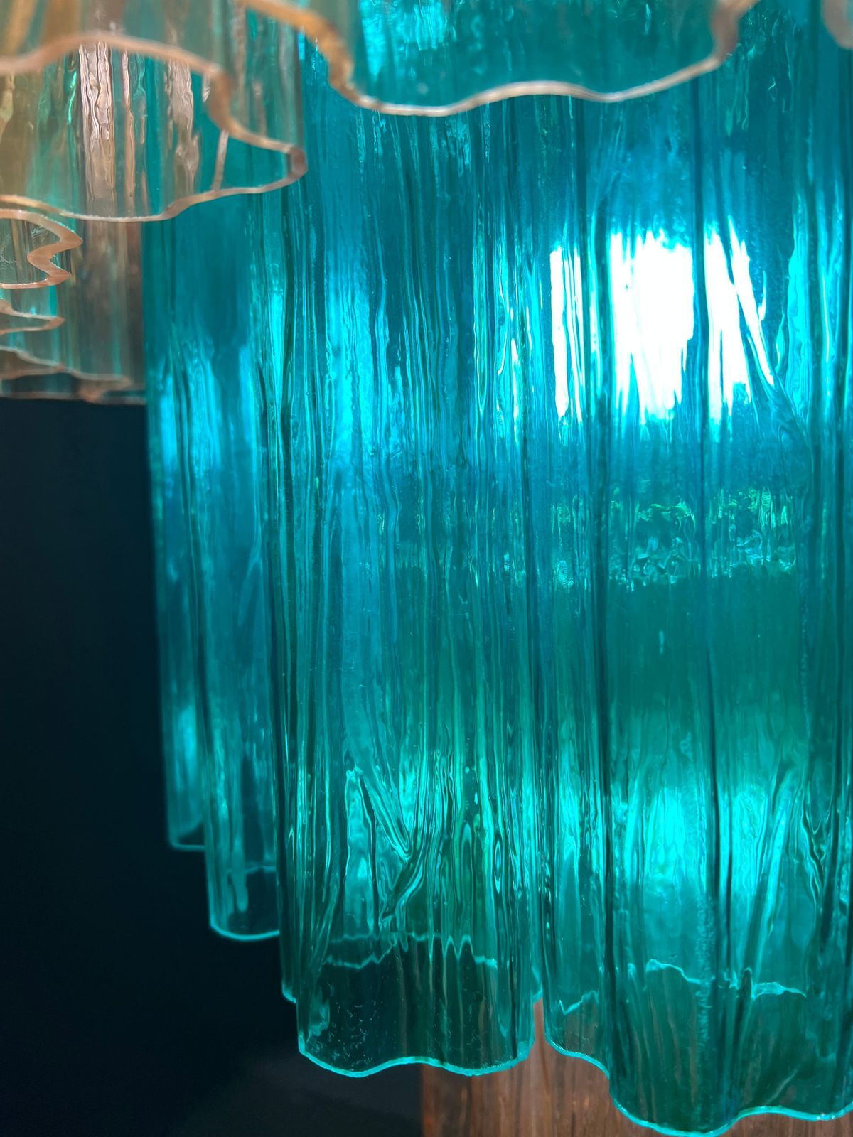 Charming Emerald And Gold Italian Chandelier By Valentina Planta. Murano photo vintage