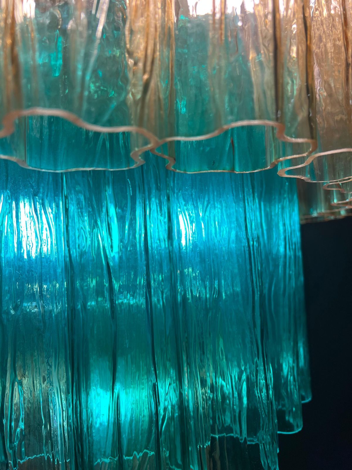 photo furniture Charming Emerald And Gold Italian Chandelier By Valentina Planta. Murano