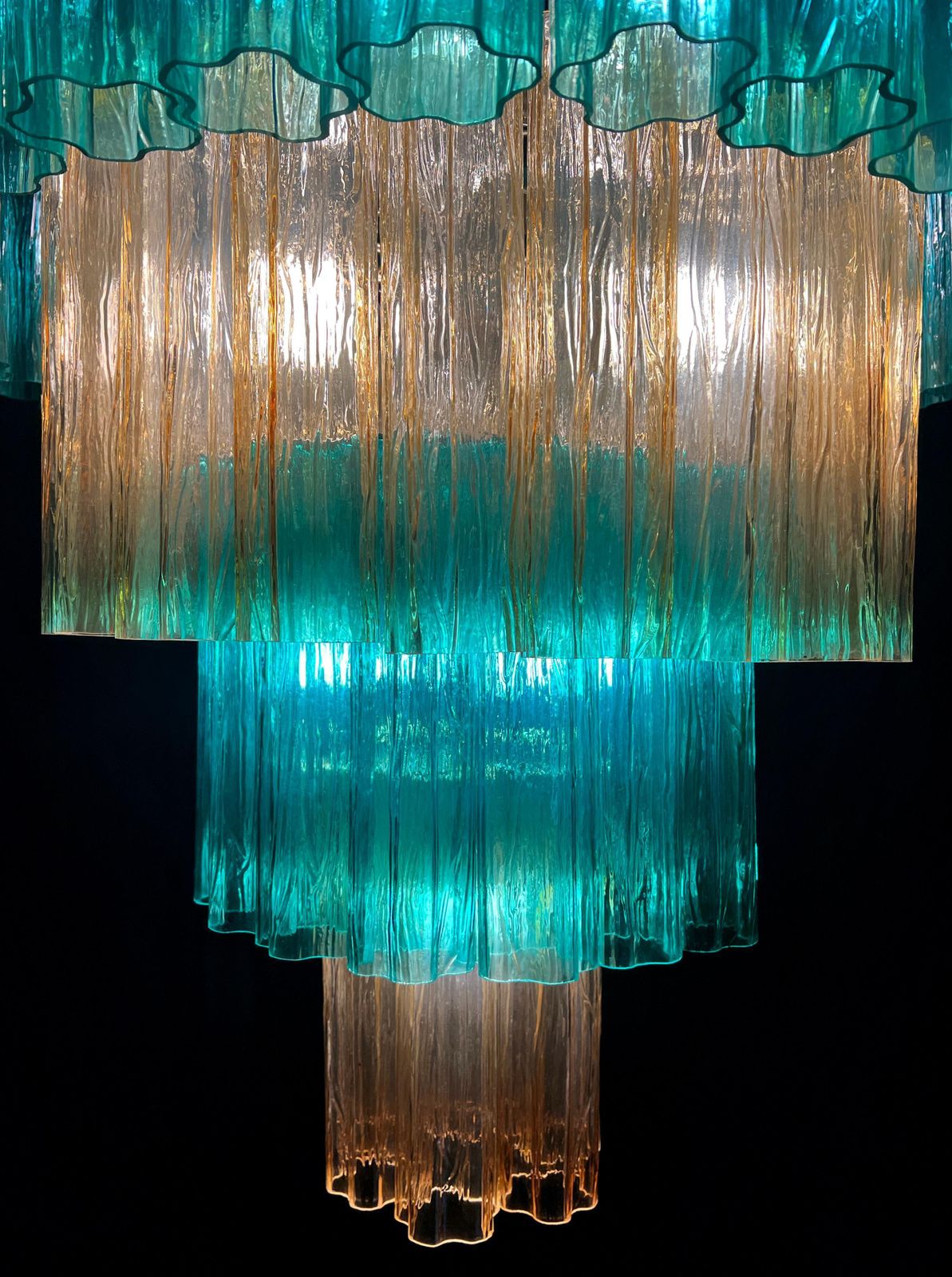 photo buy Charming Emerald And Gold Italian Chandelier By Valentina Planta. Murano