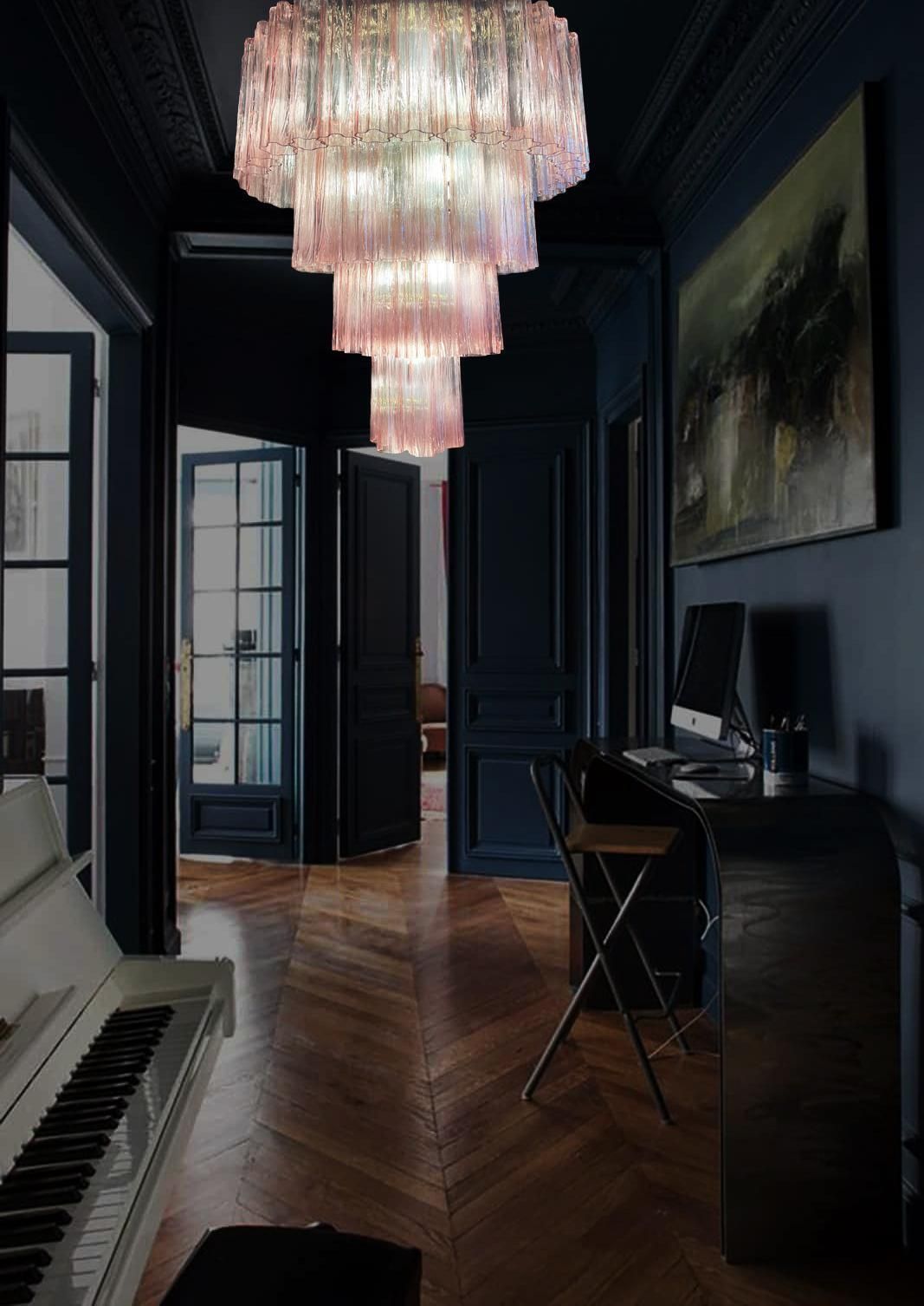 Charming Italian Pink Chandelier By Valentina Planta, Murano photo furniture