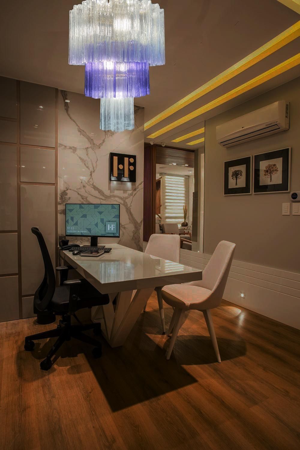 Charming Pair Italian Amethyst & Clear Chandeliers By Valentina Planta, Murano photo Lighting