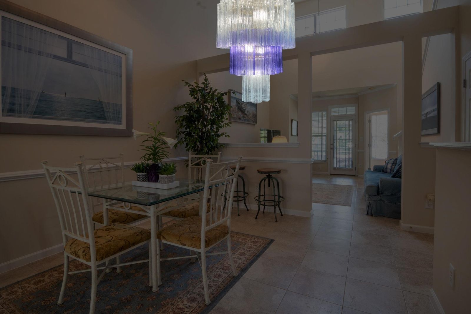 Charming Pair Italian Amethyst & Clear Chandeliers By Valentina Planta, Murano photo vintage