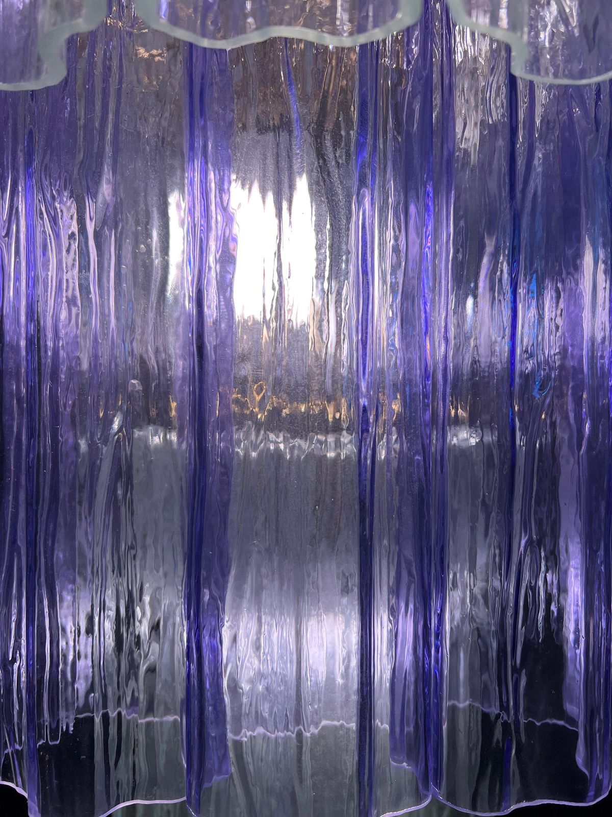 3844.0 Charming Pair Italian Amethyst & Clear Chandeliers By Valentina Planta, Murano photo