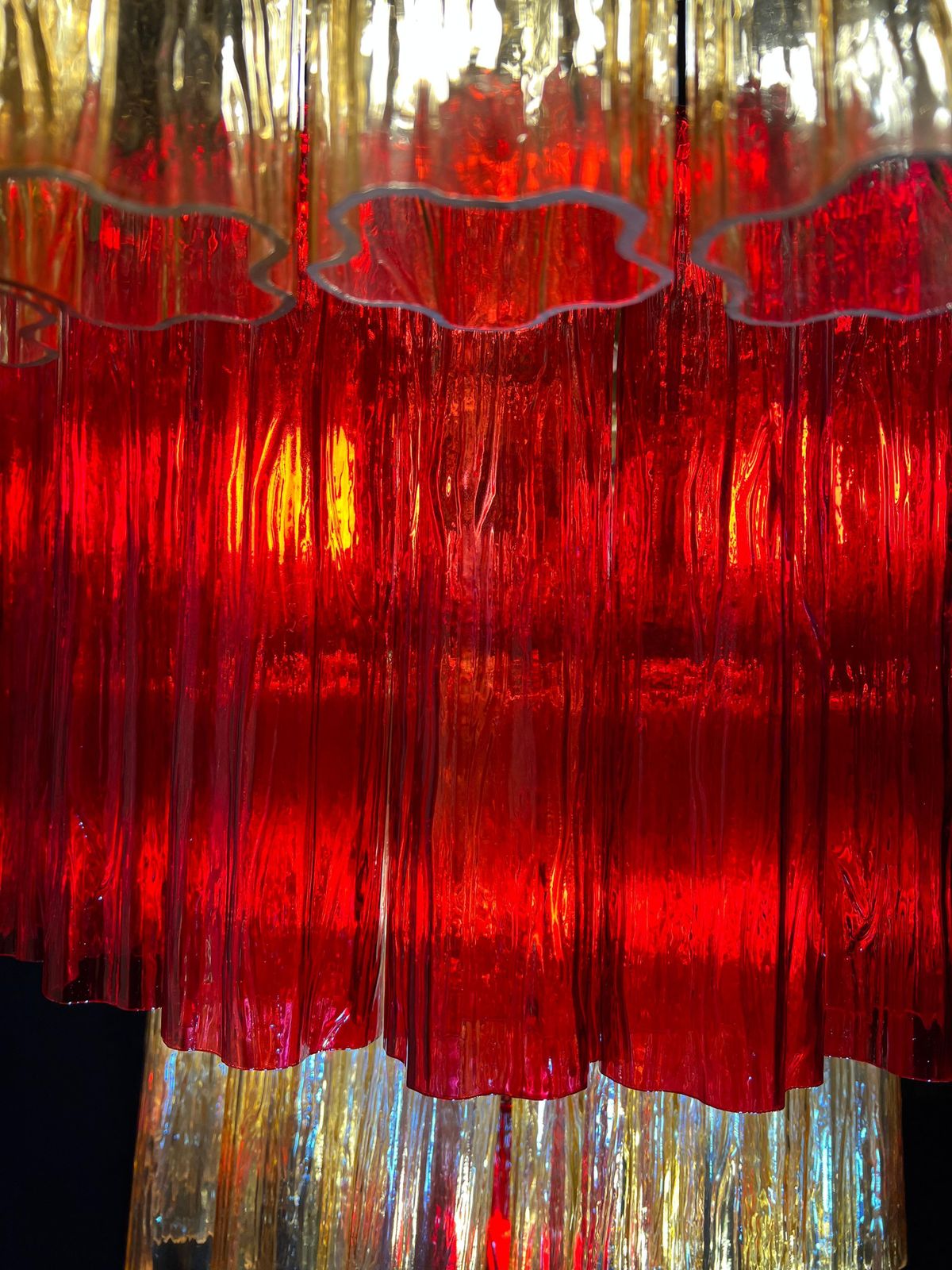 Amazing Italian Red And Gold Chandelier By Valentina Planta, Murano photo for sale