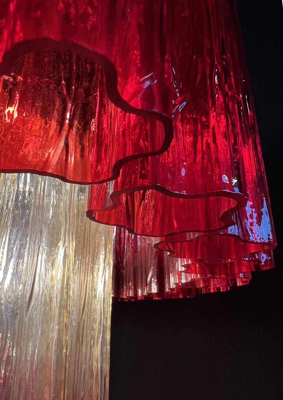 photo for sale Amazing Red And Gold Chandelier By Valentina Planta, Murano