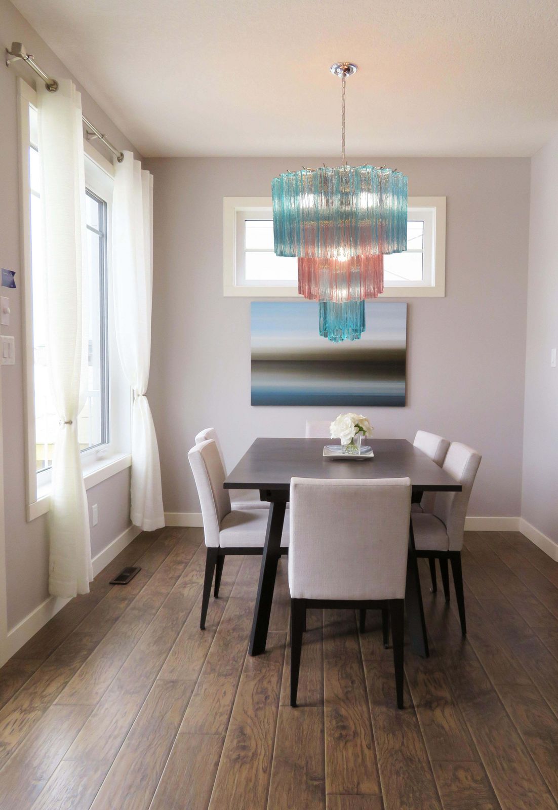Lighting Pink And Blue Murano Chandelier By Valentina Planta photo