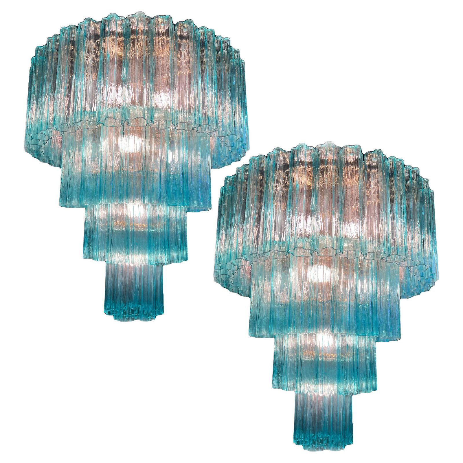 Elegant Italian Blue Chandelier By Valentina Planta, Murano photo furniture