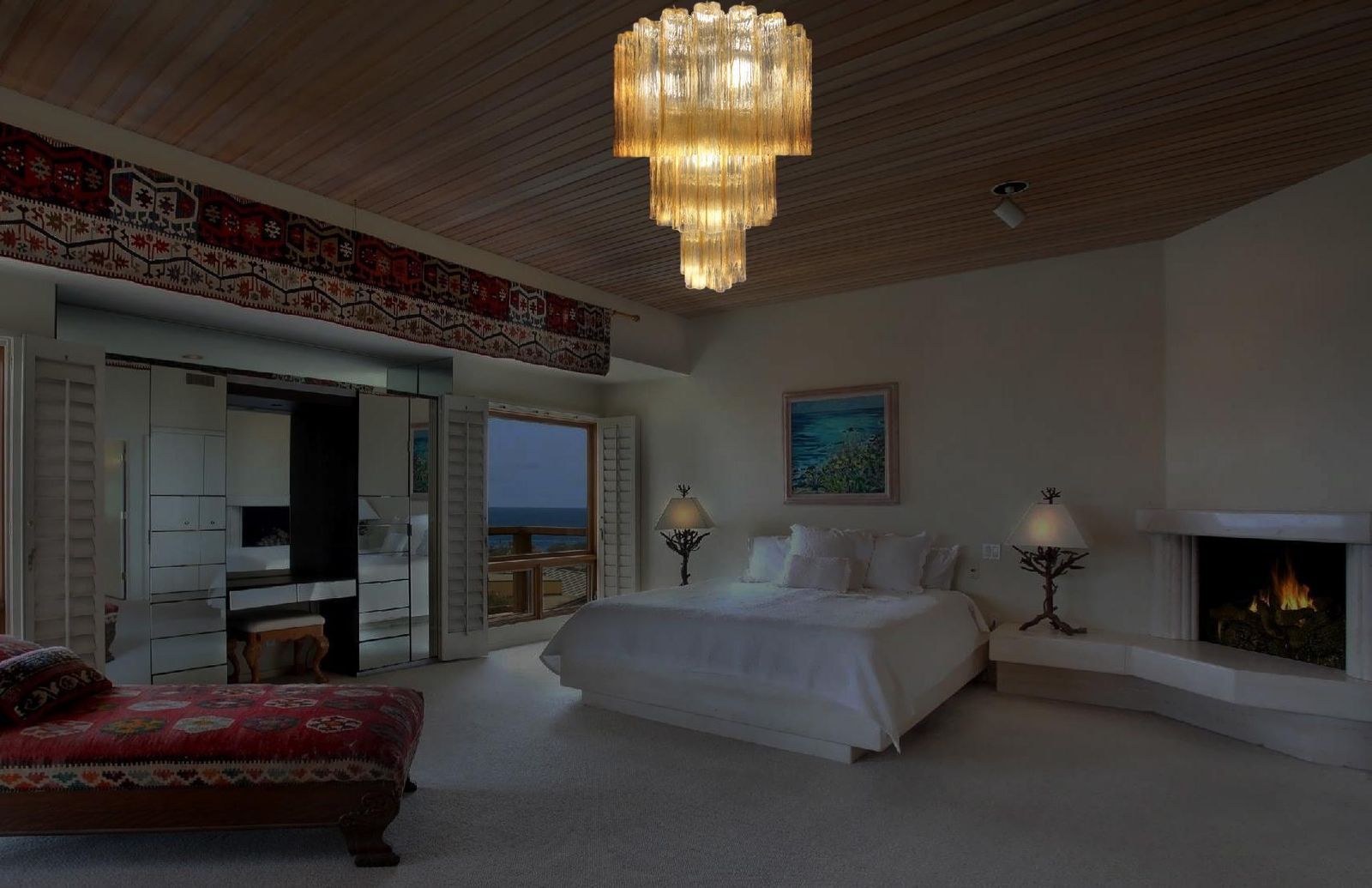 photo furniture Charming Pair Of Italian Amber Chandeliers By Valentina Planta, Murano