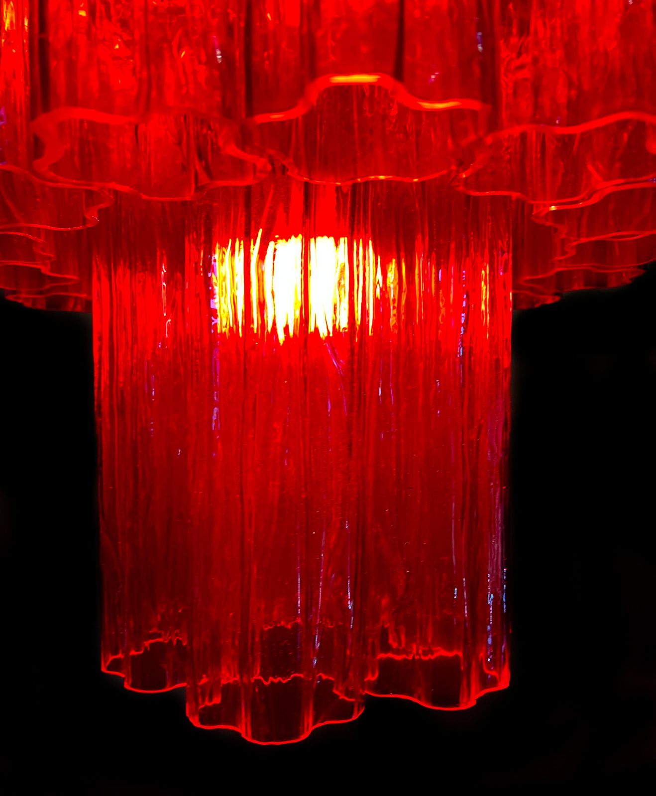 Lighting Amazing Italian Red Chandelier By Valentina Planta, Murano photo