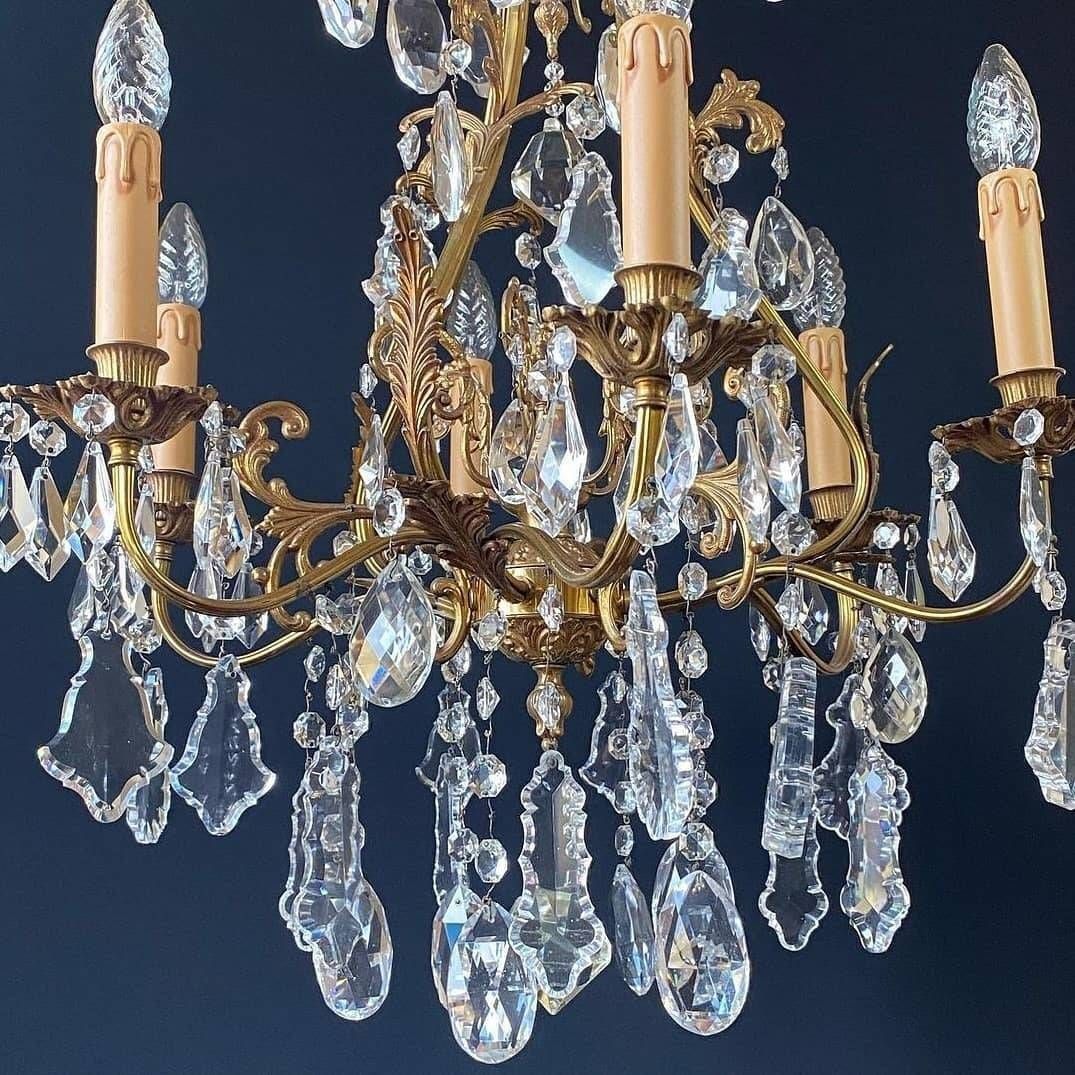 Magnificent Italian Bronze Chandelier With Crystal Pendants photo Lighting