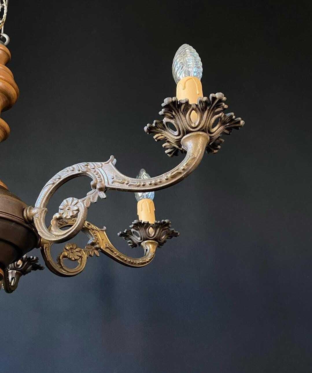 photo furniture Large Wood Antique Chandelier, 1960s