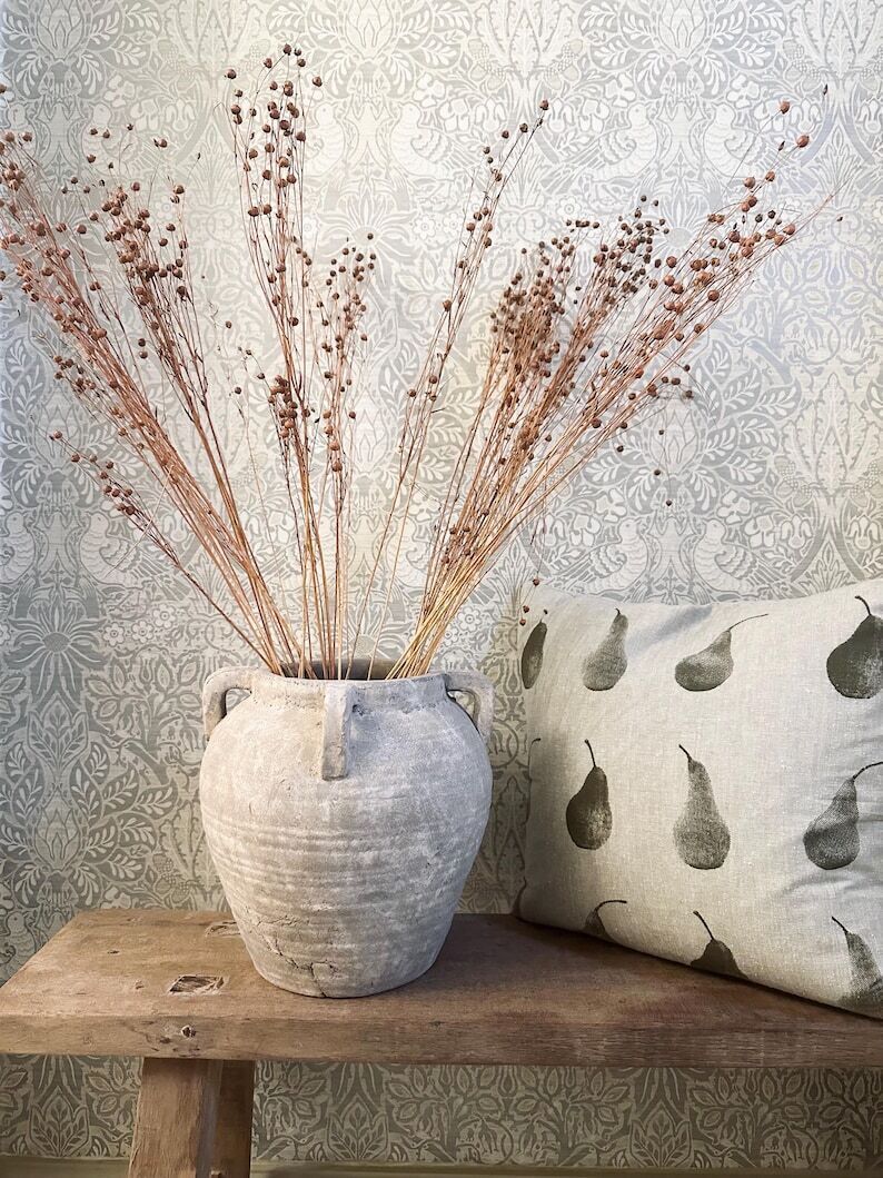 Stone Vase, Rustic Vase, Beige Vase, Urn, Four Handle Vase, Heavy Vase, Home Decor, Large Vase, Aged Vase, Contemporary Vase, Neutral Vase