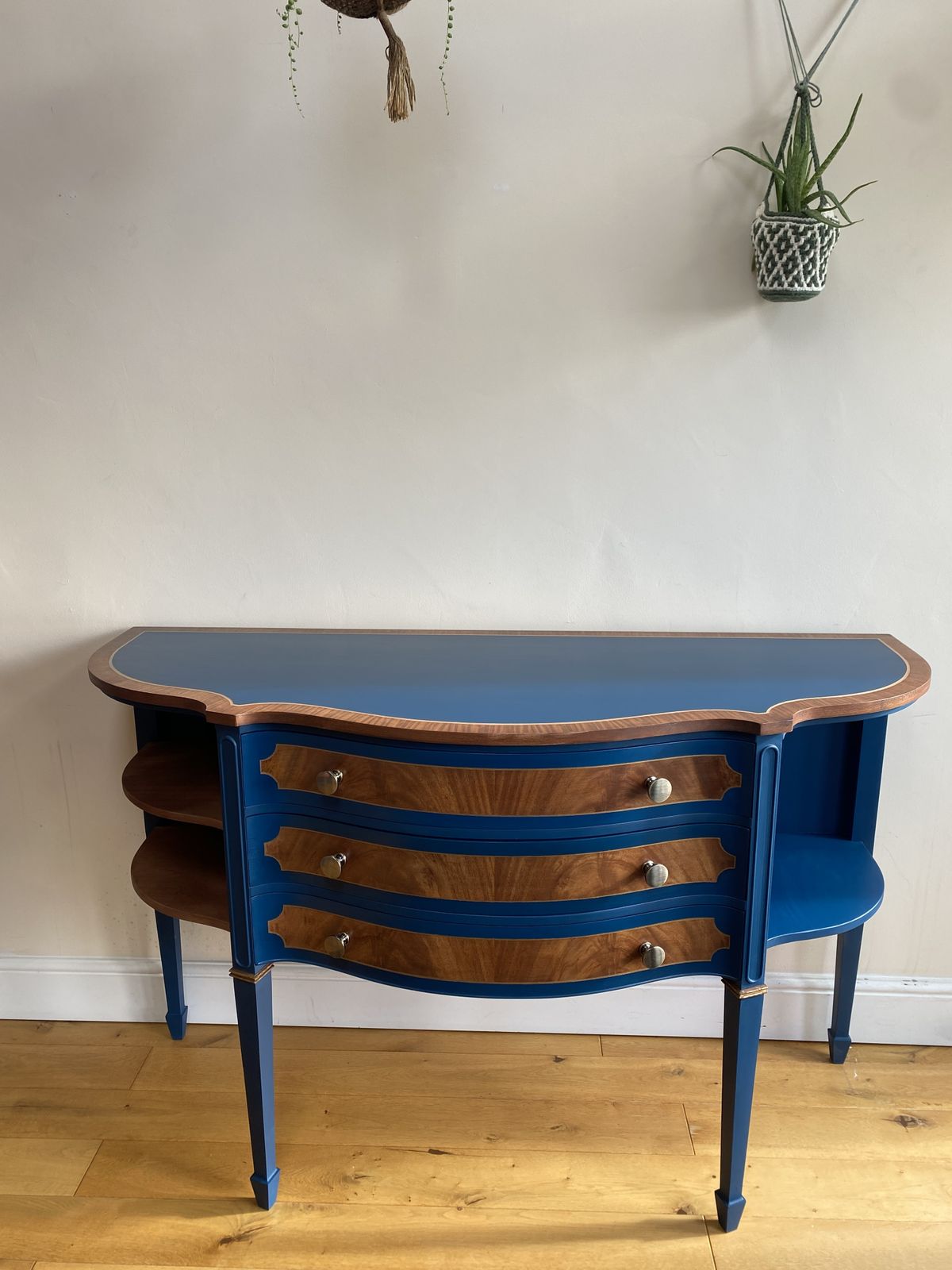 Lovingly Refurbished Vintage Dresser Sideboard With Navy And Gold, Fully Lined Drawers photo Furniture